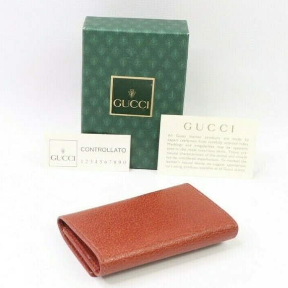 New Vintage Gucci Embossed Leather Key Holder Case - Picture 1 of 8